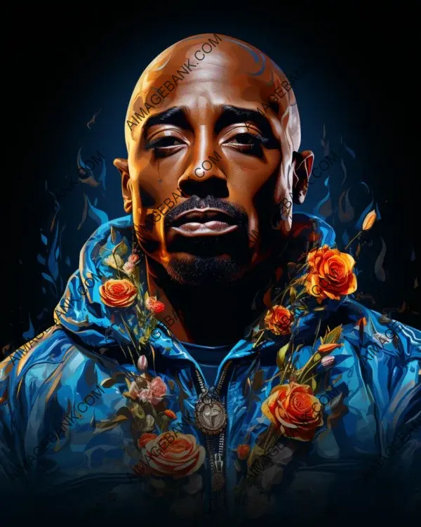 Tupac Shakur&#8217;s Vibrant Caricature: Immortalizing the Spirit of Rap with Digital Artistry