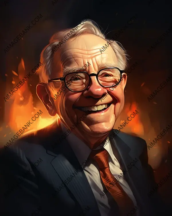 Warren Buffett&#8217;s Vibrant Caricature: Visualizing Wealth and Success through Digital Artistry