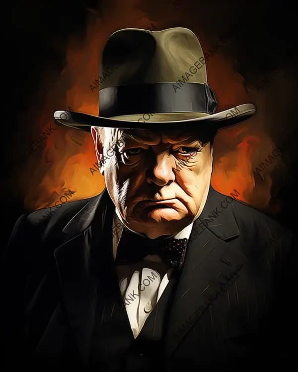 Winston Churchill&#8217;s Vibrant Caricature: Commemorating a Historical Figure through Digital Artistry