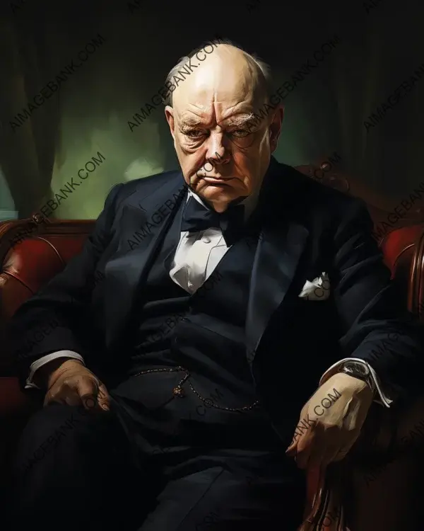 Winston Churchill&#8217;s Vibrant Caricature: Embodying Resilience and Vision in Digital Art