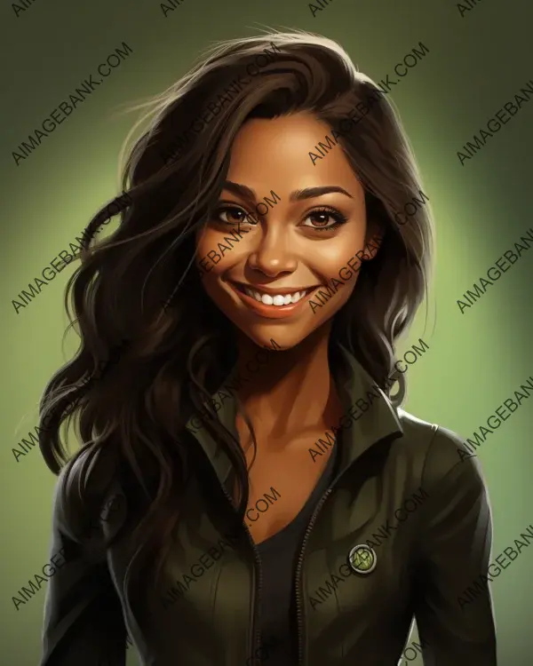 Zoe Saldana&#8217;s Vibrant Caricature: Celebrating Diversity through Digital Artistry