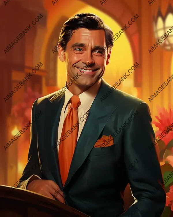 Cary Grant&#8217;s Vibrant Caricature in Digital Art