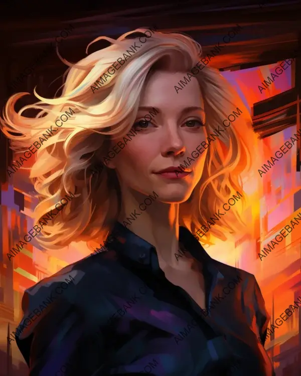 Cate Blanchett&#8217;s Vibrant Caricature in Digital Art