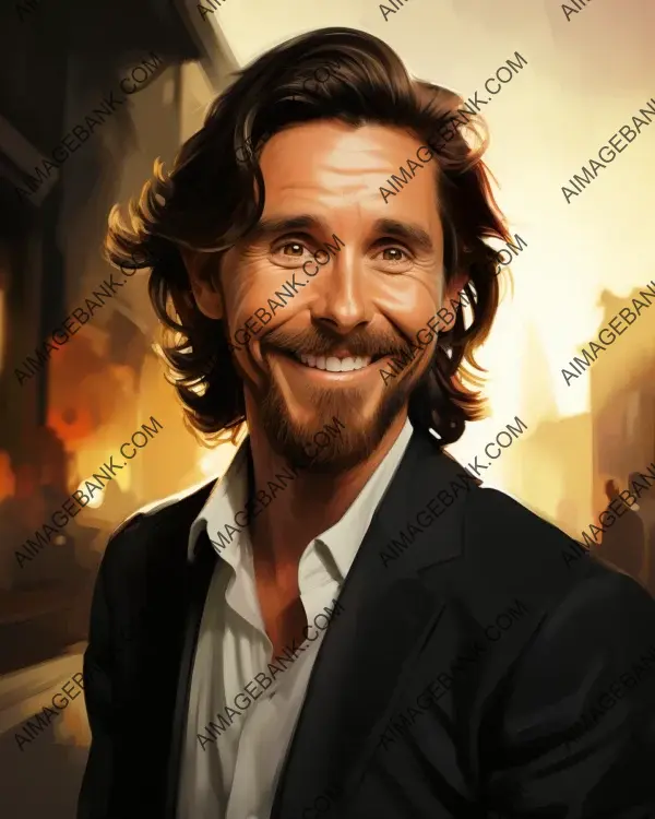 Christian Bale: Vibrant Caricature in Digital Art