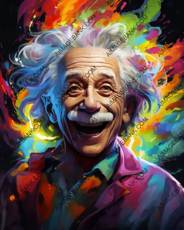 Captivating caricature of Albert Einstein showcased in vibrant digital art.