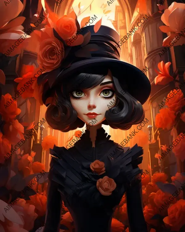 Coco Chanel&#8217;s Vibrant Caricature: A Digital Masterpiece