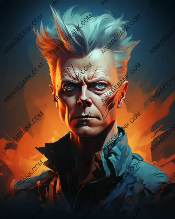 David Bowie&#8217;s Vibrant Caricature: A Digital Masterpiece