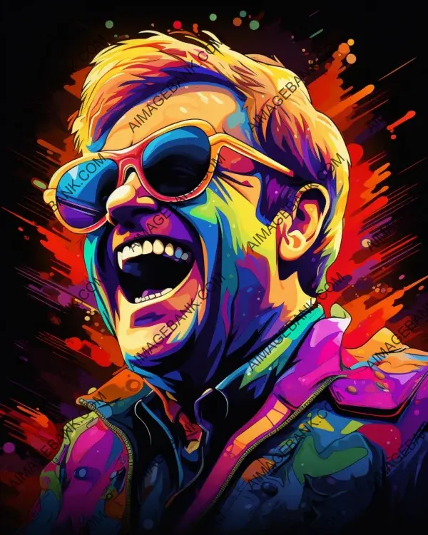 Elton John&#8217;s Vibrant Caricature in Digital Art