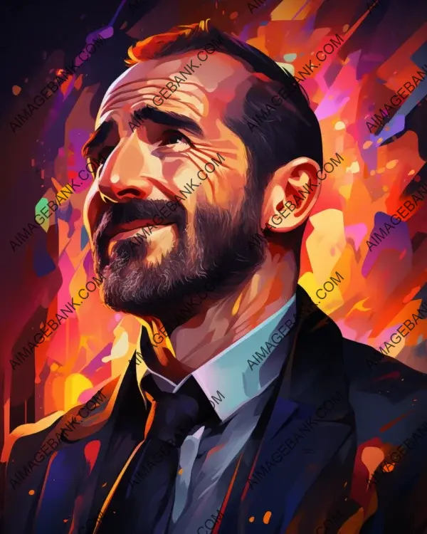 Vibrant caricature of Eric Cantona presented in digital artwork