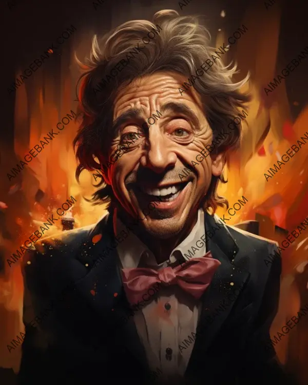 Captivating caricature of Al Pacino showcased in vibrant digital art techniques.