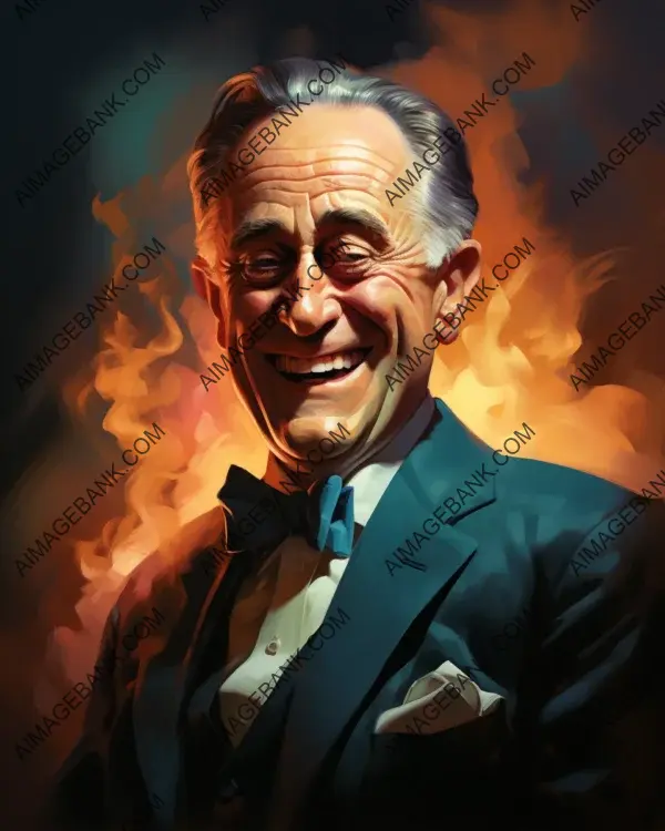 Franklin Delano Roosevelt&#8217;s vibrant caricature brought to life through digital art