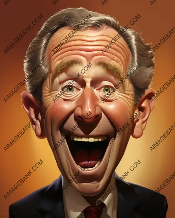 George Bush&#8217;s dynamic caricature depicted in digital artwork