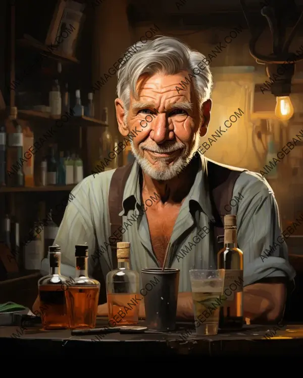 Digital art techniques used to showcase Harrison Ford&#8217;s vibrant caricature