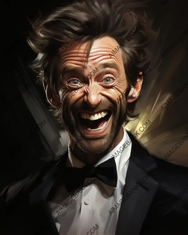 Hugh Jackman&#8217;s vibrant caricature created using digital art techniques