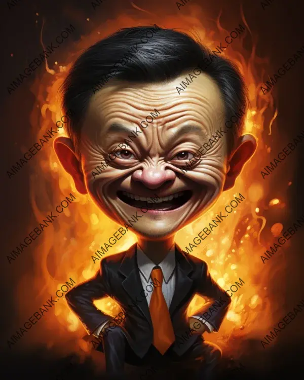 Jack Ma&#8217;s vibrant caricature in digital art technique