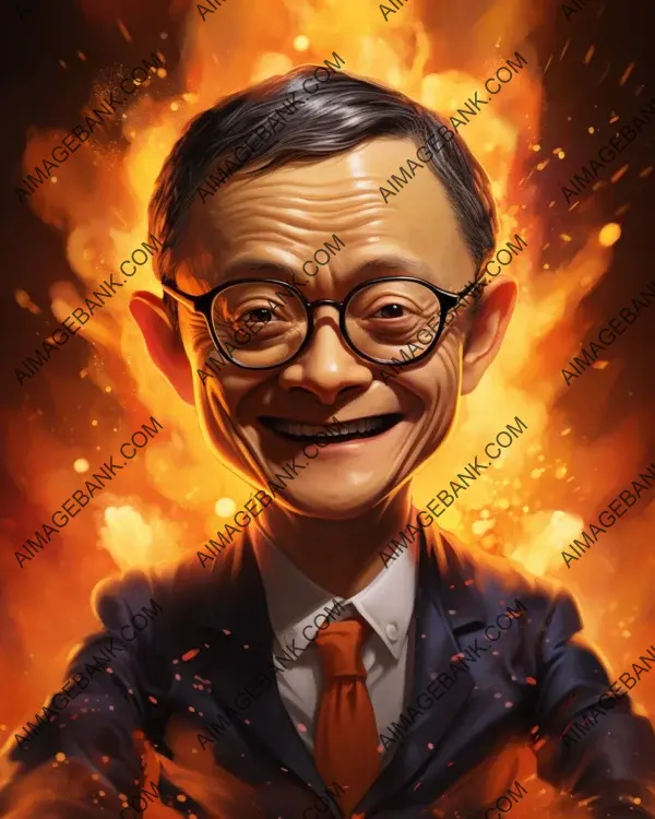 Vibrant caricature of Jack Ma presented through digital art