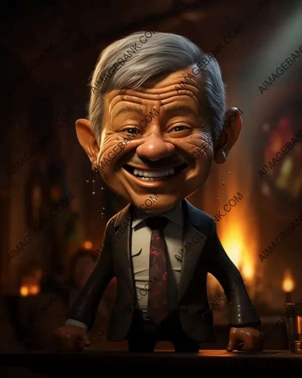 Captivating caricature of Andr?s Manuel L?pez Obrador showcased in vibrant digital art.