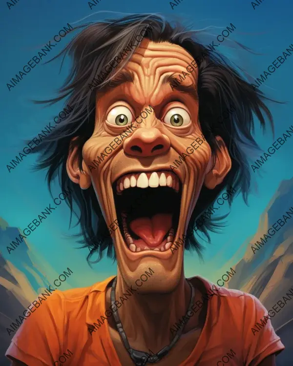 Vibrant caricature of Jim Carrey brought to life using digital art technique