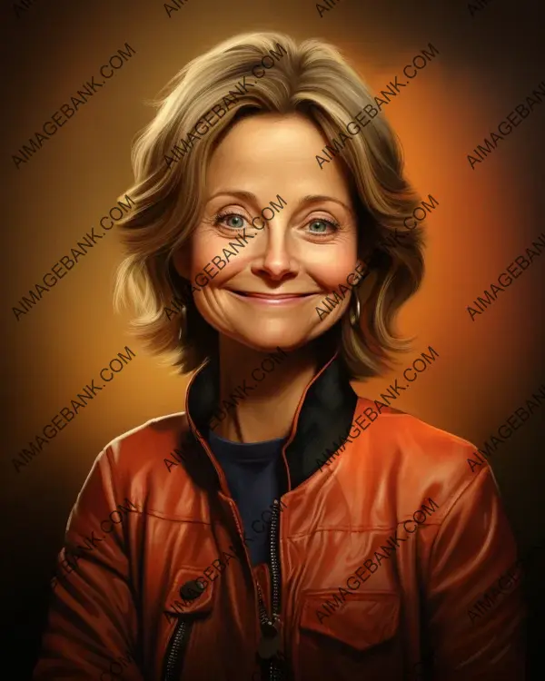 Jodie Foster&#8217;s vibrant caricature in digital art technique