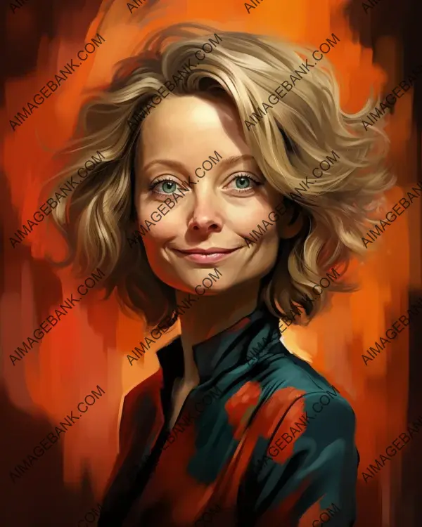 Jodie Foster&#8217;s vibrant caricature reimagined with digital art technique