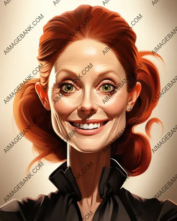 Julianne Moore&#8217;s vibrant caricature reimagined in digital art technique