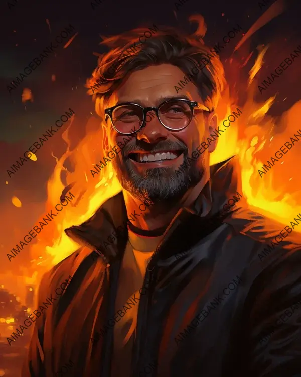 Vibrant caricature of Jurgen Klopp showcased through digital art technique