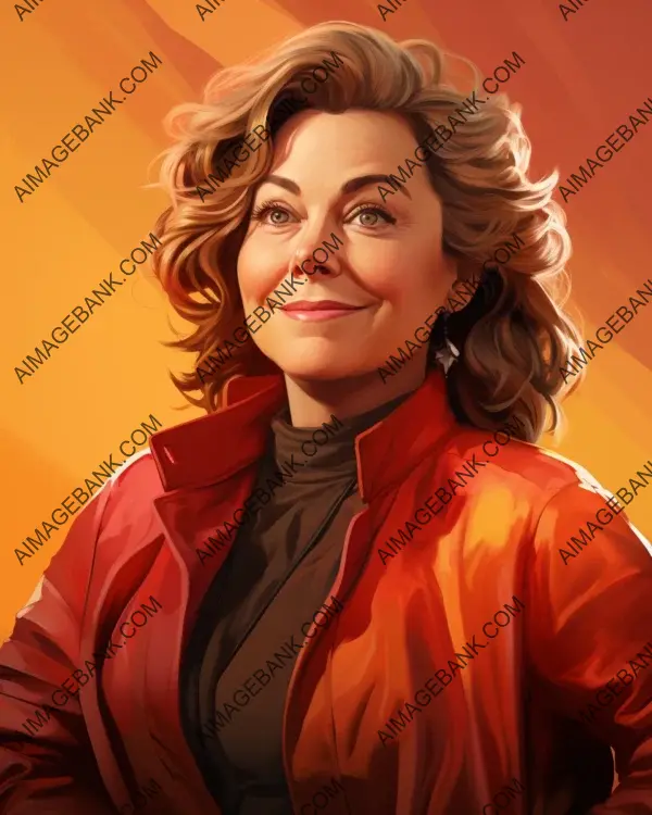 Vibrant caricature of Kathleen Turner showcased through digital art