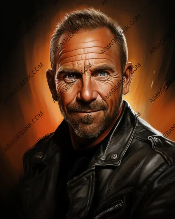 Witness the vibrant caricature of Kevin Costner through digital art