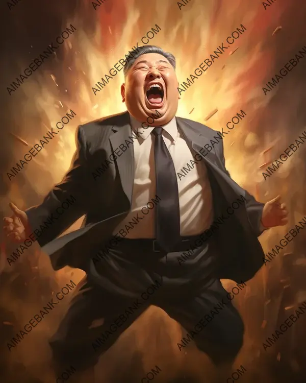 Vibrant caricature of Kim Jong Un presented through digital art technique