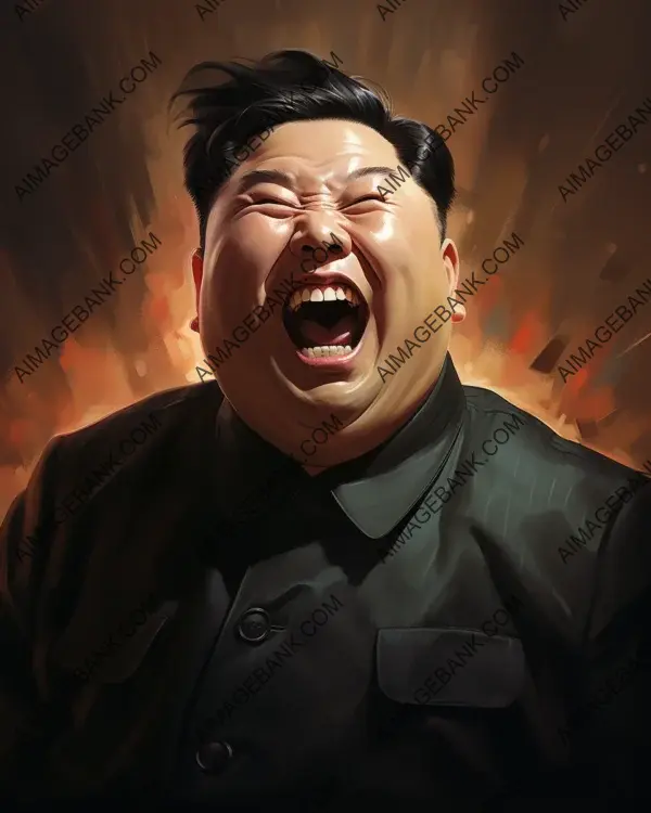 Experience the vibrant caricature of Kim Jong Un in digital art form