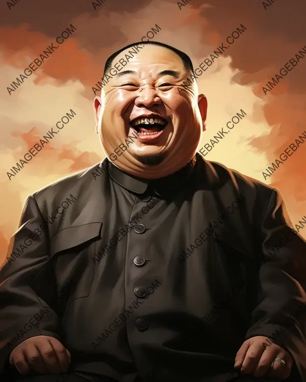 Immerse yourself in the world of Kim Jong Un through a vibrant caricature in digital art