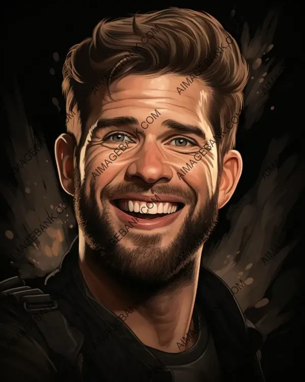 Witness the vibrant caricature of Liam Hemsworth brought to life with cutting-edge digital art