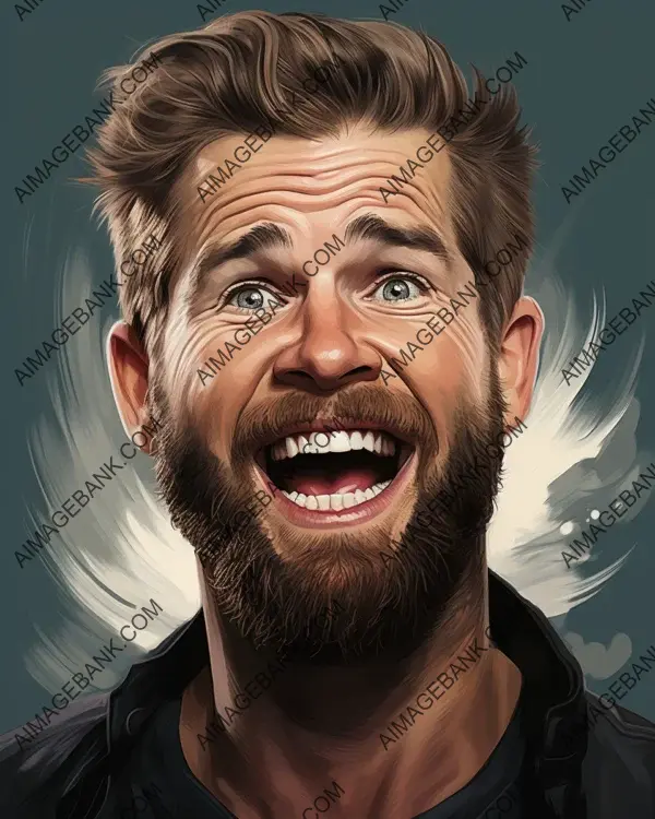 Discover the world of Liam Hemsworth through a vibrant caricature in digital art