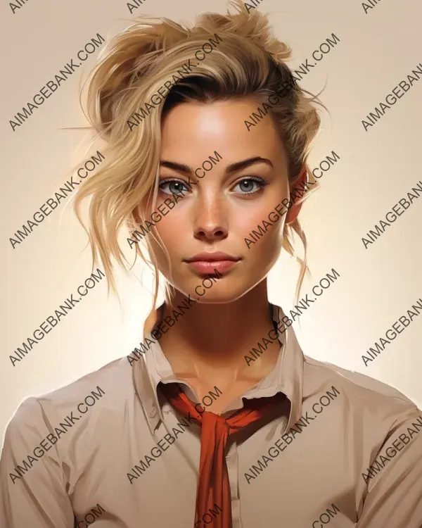 Digital art technique captures the essence of Margot Robbie in a vibrant caricature