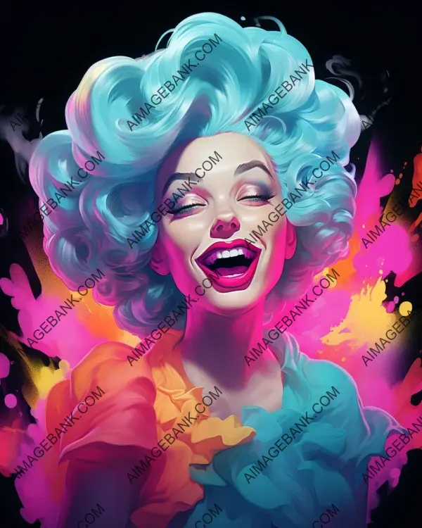 Witness the vibrant caricature of Marilyn Monroe brought to life with digital art