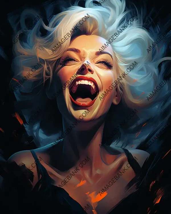 Immerse yourself in the world of Marilyn Monroe through a vibrant caricature in digital art