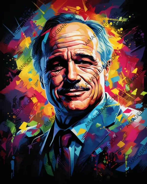 Discover the world of Marlon Brando through a vibrant caricature in digital art