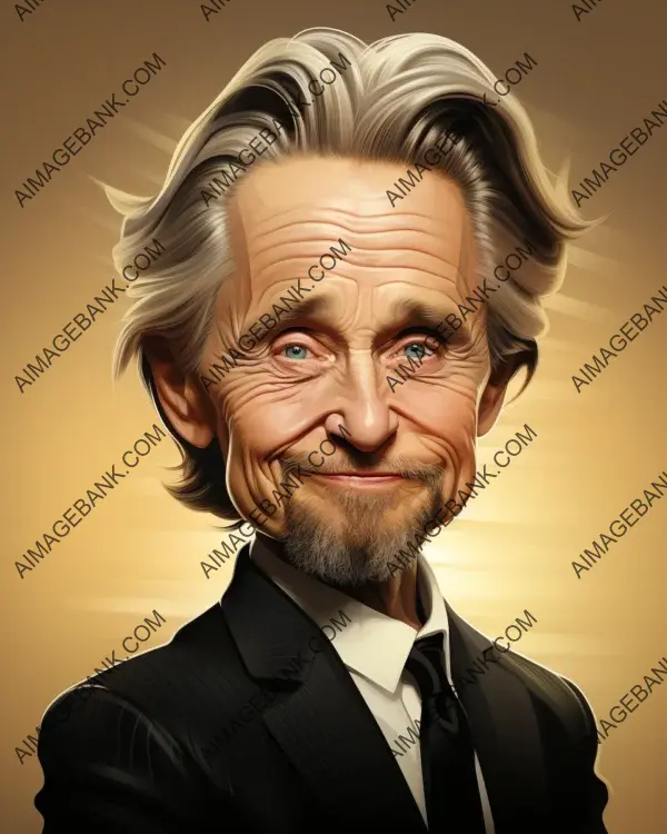 Digital art brings the vibrant caricature of Michael Douglas to vivid reality