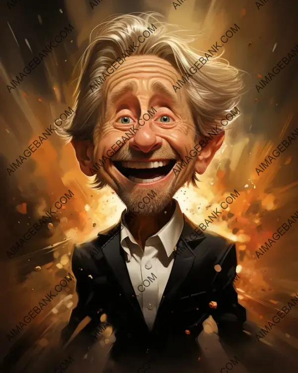 Explore the vibrant caricature of Michael Douglas in stunning digital art form