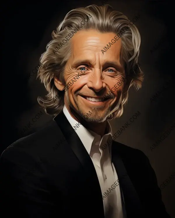 Vibrant caricature of Michael Douglas portrayed through digital art