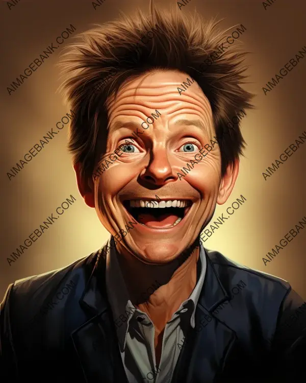 Vibrant caricature of Michael Fox portrayed through digital art