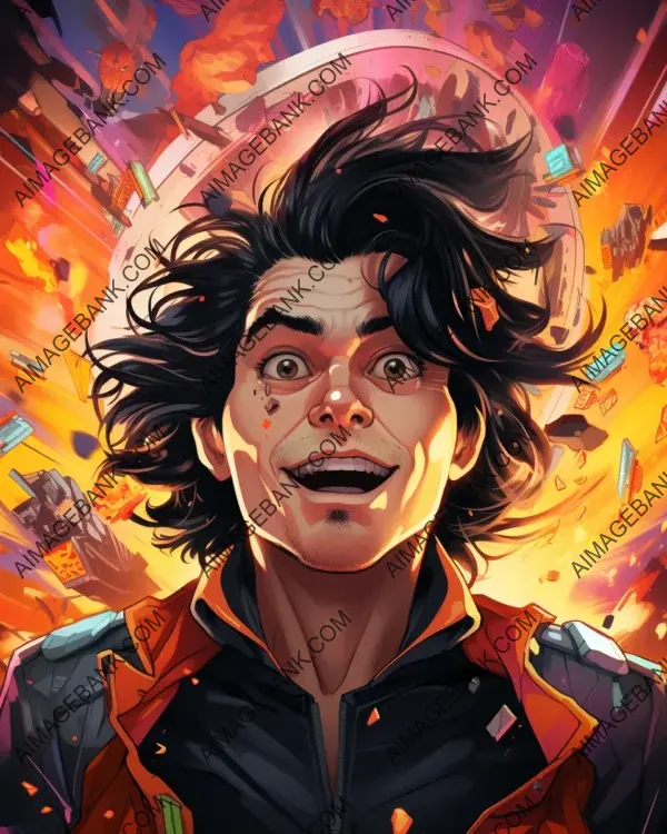 Vibrant caricature of Michael Jackson portrayed through digital art