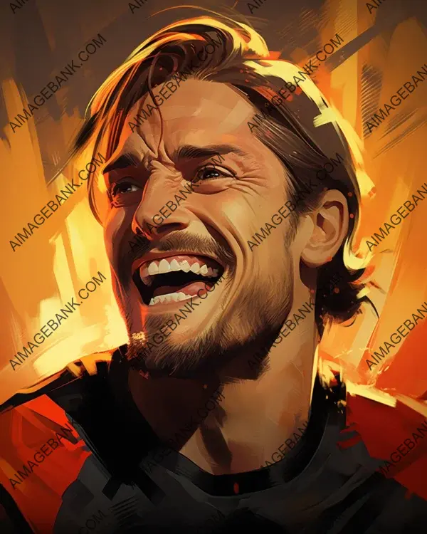 Francesco Totti&#8217;s Energetic Caricature: Digital Art Creation