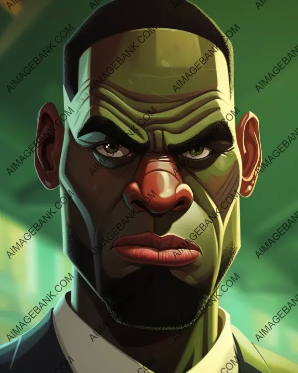 LeBron James&#8217; Striking Caricature: Digital Art Excellence