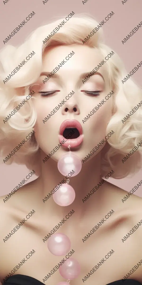 Marilyn Monroe Blowing Pink Bubble: Pop Culture Delight