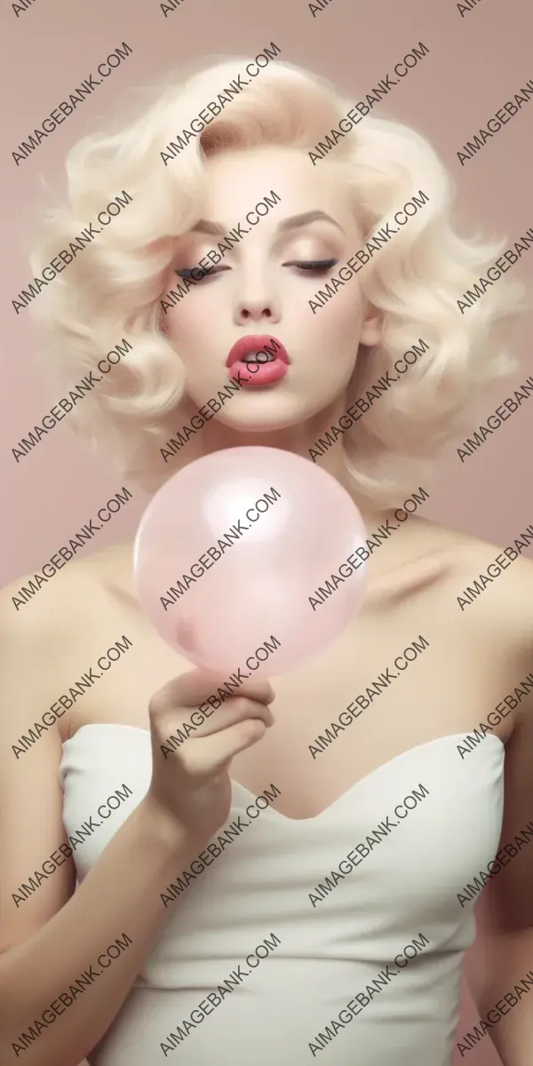 Marilyn Monroe Blowing Pink Bubble: Vibrant Pop Culture