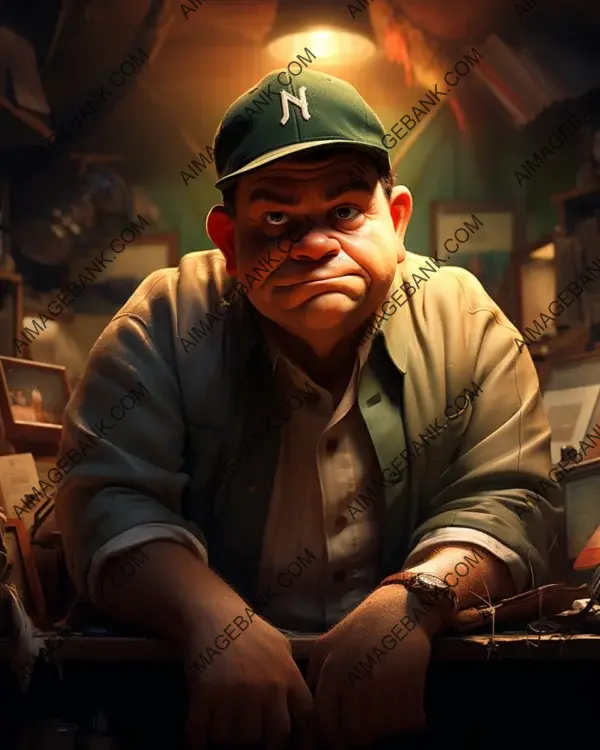 Babe Ruth&#8217;s Iconic Caricature: Digital Art Illustration