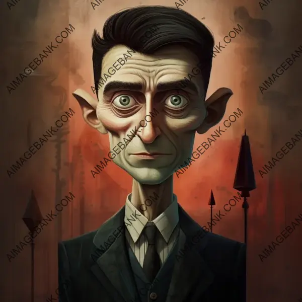 Surreal portrayal: a rendered portrait of Franz Kafka