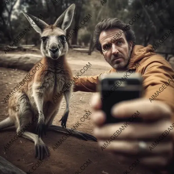 Captivating Kangaroo Selfie: Realistic Capture through iPhone Cam