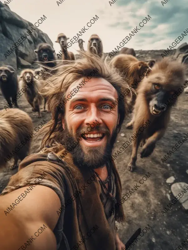 Vibrant Encounter: Stone Age Wild Animals&#8217; Selfie in Sony Alpha Colors 8K